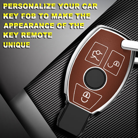 For Mercedes Benz Key Fob Cover, Key Fob Case for Mercedes Benz C E M S CLA CLS CLK GLC GLK G Class Soft TPU Full Cover Protection Smart Remote Keyless Entry Key Fob Shell, Brown
