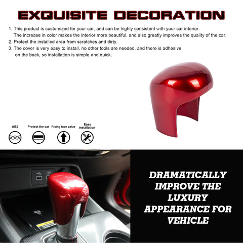Glossy Red Inner Gear Shift Knob Cover Trim For Honda Civic 10th Gen 2016-2021