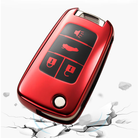 Red / Rose Gold Soft TPU Full Protection Remote Key Fob Case Cover for Chevrolet Cruze Malibu 4-button Flip Key