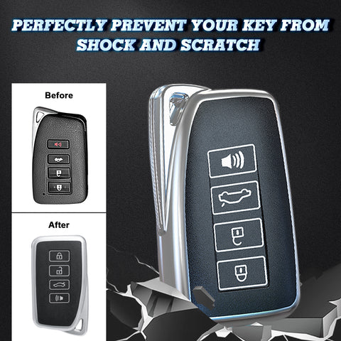 Black Soft TPU Leather Full Protect Smart Key Fob Cover w/Keychain For Lexus EX RX NX GS IS