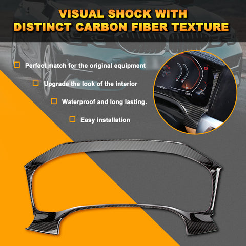 Carbon Fiber Pattern Dashboard Frame Cover Trim For BMW 3 Series G20 G28 2019-2021