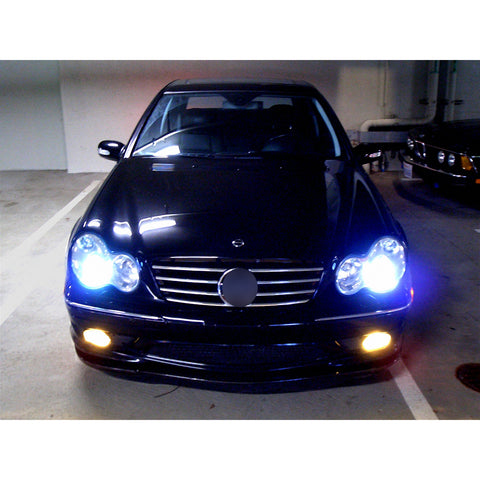 2x H7 LED Headlight Kit with Retainer Adapter Clip Holder, 6000K Xenon White / 8000K Ice Blue 8400LM High Low Beam Headlight Bulb Conversion Kit