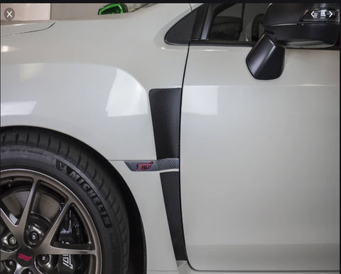 Side Fender Insert Vent Overlay Vinyl Decal Trim Wrap Pre-Cut Genuine Vinyl KK Decal Sticker Compatible with Subaru WRX STi 2015-2021 (Carbon Fiber Pattern, Upper & Lower Fender)