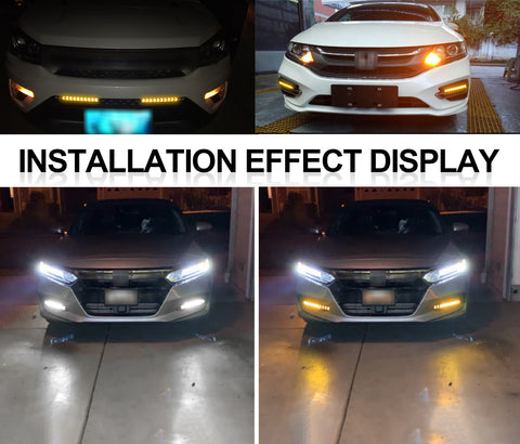 Switchback Flowing Strip Arrow Turn Signal Driving Fog Light Universal fit Most Cars, Trucks and SUVs, 9 SMD White & Amber