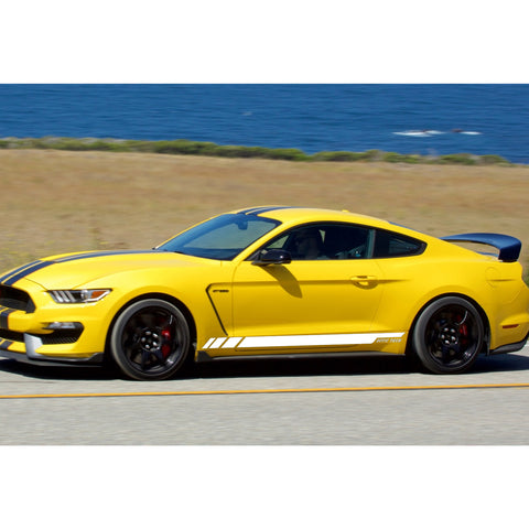 2pcs Glossy Black / White Car Side Skirt Stripe Sticker Door Molding Decal Trim for Ford Mustang 2015-2018, Car Exterior Decoration