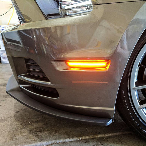 2x Smoked Lens Amber / White LED Front Side Marker Light Lamp Kit for Ford Mustang 2010-2014, Direct Replace, Super Bright 27-SMD