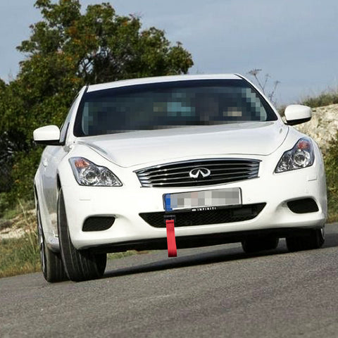 Blue / Black / Red JDM Style Tow Hole Adapter with Towing Strap for Nissan 370Z GTR Juke/Fit Infiniti G37 Q60 QX70 FX35