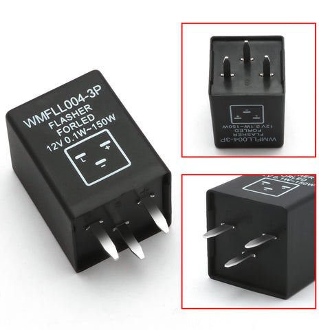 3-Pin EP28 12V Electronic LED Flasher Relay Fix Turn Signal Lamp Bulbs Blinker Hyper Flash Issue,Black