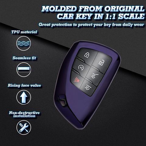 Purple Black TPU Full Protect Remote Key Fob Cover For Chevrolet Suburban 2021+