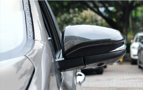 2pcs Carbon Fiber Style Side Mirror Cover Trim Direct Add-on Cap for Toyota RAV4 2016-2018