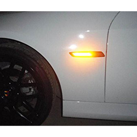 Amber LED Side Marker Light Lamp Assembly for BMW 1 3 5 Series F30 E81, Smoked/ Chrome Silver Housing