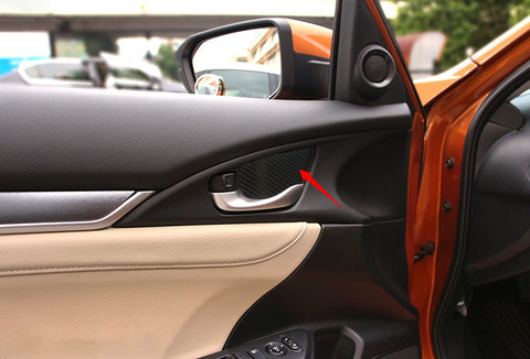 Carbon Fiber Look Door Wrist Trim Inner Door Handle Bowl Decoration Cover for Honda Civic 2020 2019 2018 2017 2016