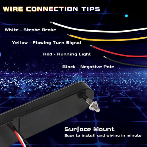 Dual Rear Fender/Bagger Vertical Mount LED Rod Light Kit, For Harley Davidson Motorcycles, Full LED 5 In 1 Strobe Brake Stop Sequential Flowing Turn Signal Parking Running Light