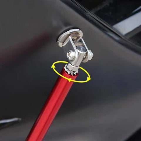 JDM Universal Rear Bumper Canard Diffuser Splitter Valence Spoiler Fin Lip Trim, Glossy Black with Adjustable 6"-9" Support Rod -Red