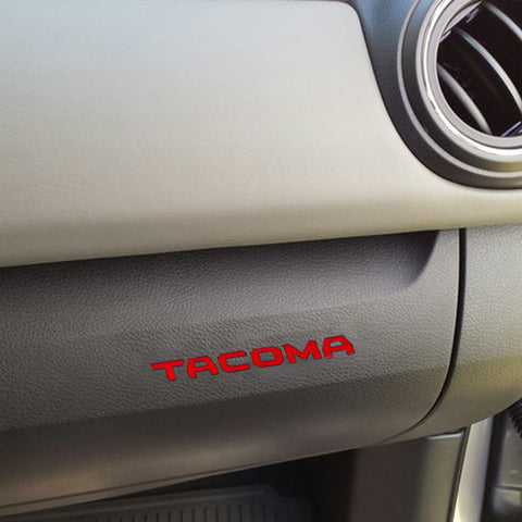 One Set Dashboard Glove Box Letter Inserts Decal Sticker for Toyota Tacoma 2016-2023, Glossy Red