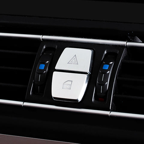 Center Console Hazard Warning Lock Security Light Switch Button Cover Trim 2Pcs For BMW 5 6 7 Series F10 F11 F07 F12