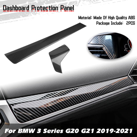 2X Interior Carbon Fiber Texture Dashboard Strip Trim For BMW G20 G21 2019-2021