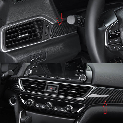 ABS Carbon Fiber / Red ABS Car Dashboard AC Switch Button Panel Frame Cover Trim for Honda Accord 2018 2019