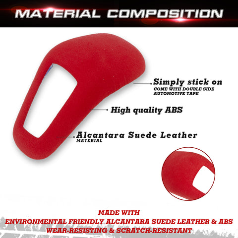Red Alcantara Suede ABS Gear Shift Knob Cover Trim For Porsche Cayenne 2018-21