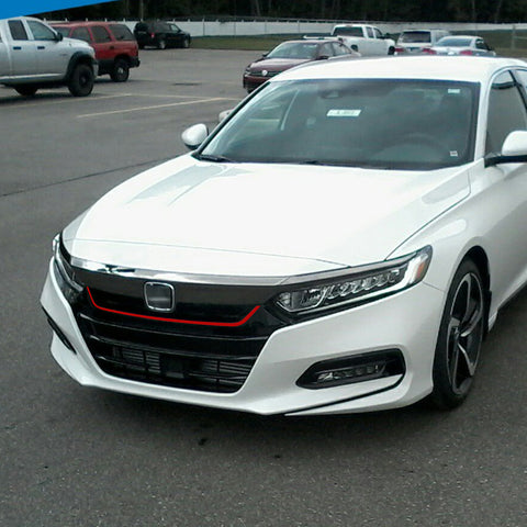 Front Grille Pinstripe Vinyl Overlay Sticker Glossy Red, Pre-cut Styling Front Hood Panel Edge Molding Trim Decal for Honda Accord 2018 2019 2020