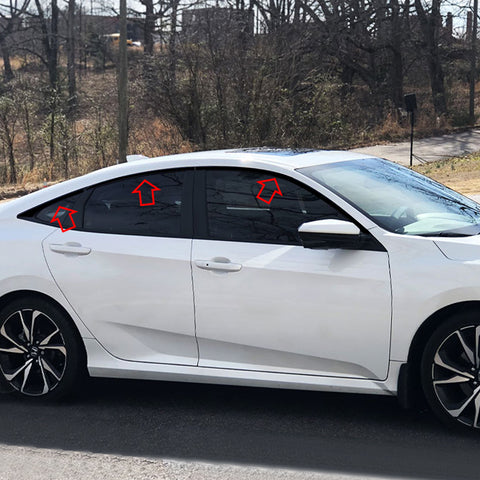 6pcs for Honda Civic 10th 2016-2018 Window Edge Pre-cut Vinyl Sticker Trim, Matte Black Car Window Frame Wrap Overlay Decal, Window Side Sticker Molding