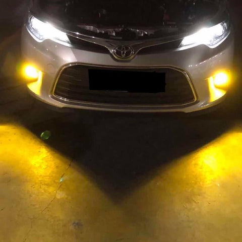 2pcs Golden Yellow LED Fog Light Bulbs w/ Flashing Strobe Function