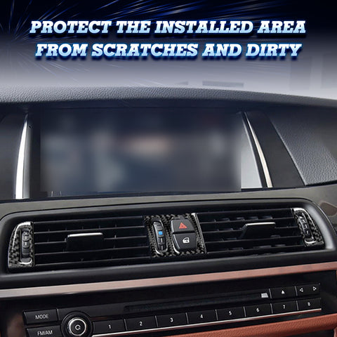 3Pcs Inner Real Carbon Fiber Center Dashboard Air Control Vent Outlet Cover Trim For BMW 5 Series F10 F11 F18 2011-17