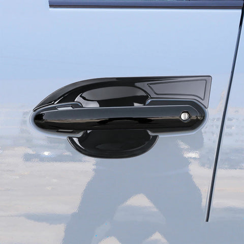 Exterior Door Handle w/ Handle Bowl Cover Trim, Glossy Black, Compatible with Toyota Rav4 2019-2024with Smart Keyhole)