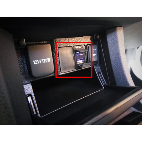 Dual USB Car Charger Socket with Audio Input Port for Toyota FJ Cruiser Highlander Tacoma 4Runner Camry RAV4 Tundra - High Speed USB Charging for iPhone iPad Samsung Digital Camera