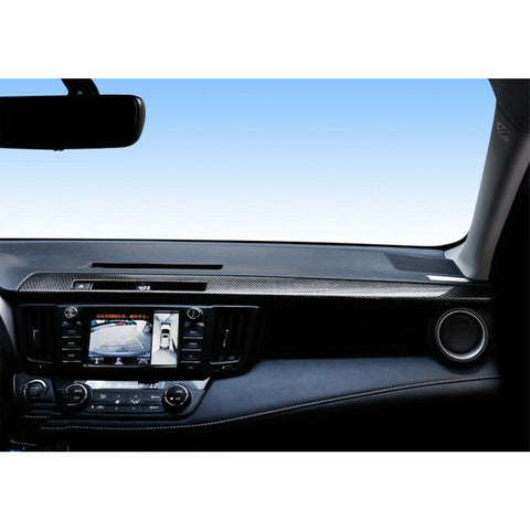 2pcs ABS Carbon Fiber Dashboard Console Panel Cover Trim Decoration for Toyota RAV4 2016-2018