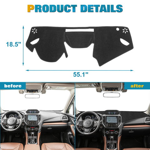 Center Console Dashboard Mat Pre-Cut Non-Slip Sunshield Sun Glare Protector Dash Carpet Pad Black Cover Compatible with Subaru Forester 2019-2024