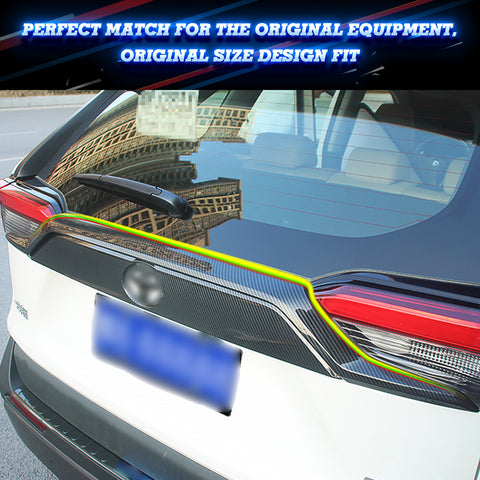 Set Carbon Fiber Style Exterior Rear Tail Light Trunk Upper Lid Accessories Cover Trim Combo Kit, Compatible with Toyota Rav4 2019-2024