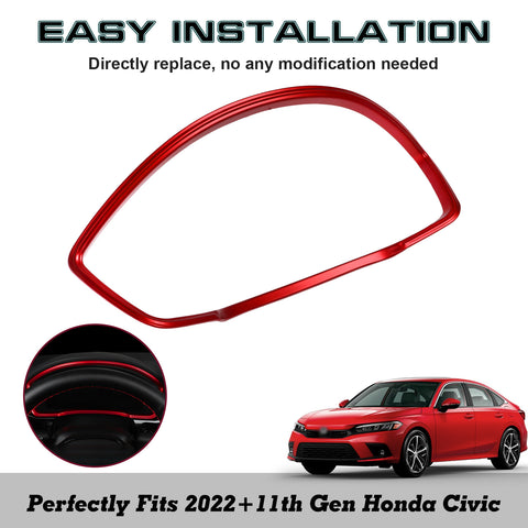Red ABS Sporty Style Interior Dashboard Cover Trim For Honda Civic 11th Gen 2022+