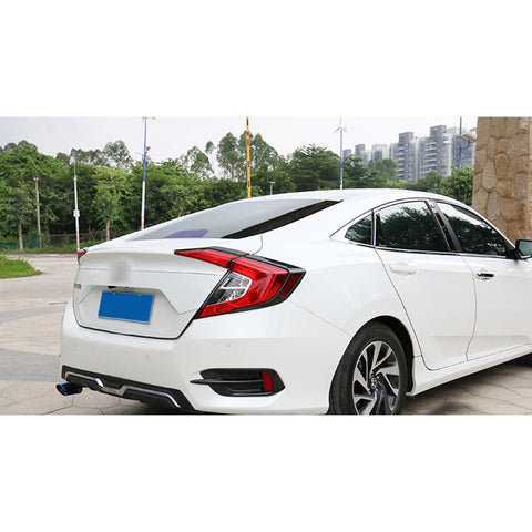 4x Sporty Racing Carbon Fiber Style / Styling ABS Chrome Rear Light Cover Trim for Honda Civic 2016-2019 Sedan Only