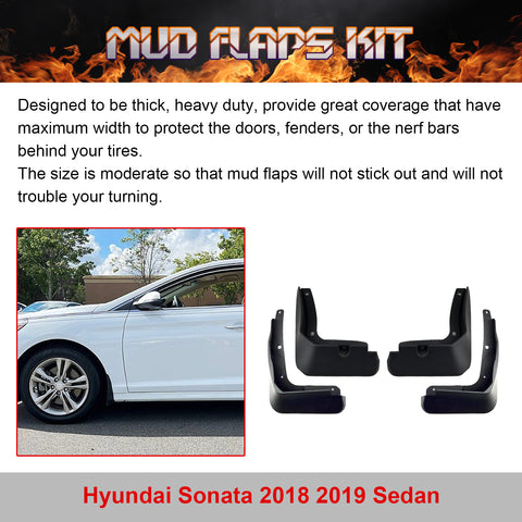Front Rear Mud Flaps Splash Guards Dirty Protection For Hyundai Sonata 2018-2019