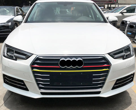 5pcs Germany Flag Style Front Kidney Grille Grill Insert Strip Trim Cover for Audi A4 2017-2018 2019