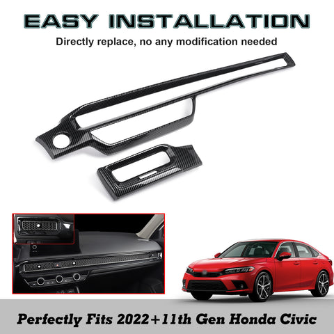 2x Carbon Fiber Pattern Dashboard AC Air Outlet Cover Trim For Honda Civic 2022