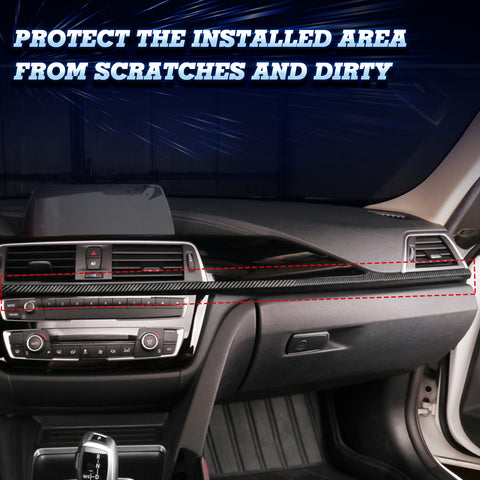 Interior Center Console Dashboard Lower Strip Cover Trim, Carbon Fiber Style, Compatible with BMW F30 F31 3 Series 2012-2018, F34 3 Series GT 2014-2019, F32 F36 4 Series 2014-2019 (2pcs)