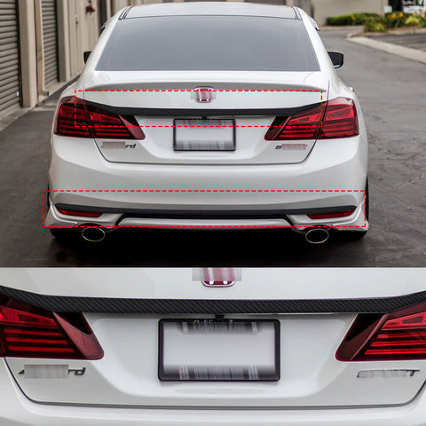 Chrome Delete Blackout Overlay Pre-cut Vinyl KK Kit For Honda Accord sedan 2016 2017 Trunk and Lower Rear Chrome Trim - Carbon Fiber