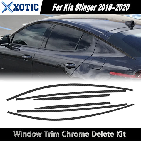 Carbon Fiber Texture Vinyl Pre-Cut Window Strip Cover For Kia Stinger 2018-2020
