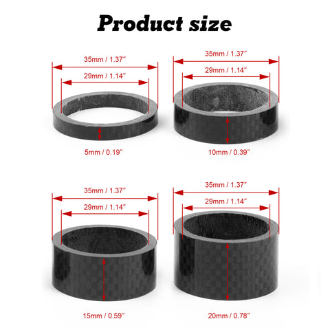 4pcs Carbon Fiber Road Bike MTB Headset Stem Washer Spacer Set Kit 5/10/15/20MM