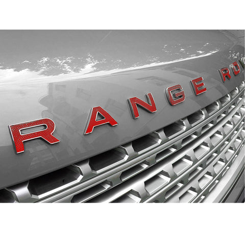 For Land Rover Front Hood 3D Emblem - Black/ Red RANGE ROVER Letter ABS Badge Decal for Rear Trunk Tailgate Decoration