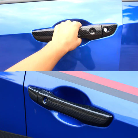 Sporty Carbon Fiber Style / Styling ABS Chrome Car Door Exterior Handle Cover Trim Guard for Honda Civic 2016-2019