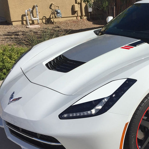 Styling Headlight Eyebrow Eyelid Cover Trim Decal Overlays Sticker for Chevy Corvette 2014-2019, Glossy Black / Glossy Red / Glossy White