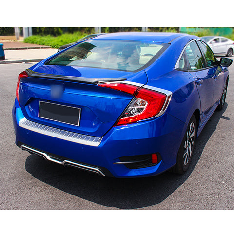 4x Sporty Racing Carbon Fiber Style / Styling ABS Chrome Rear Light Cover Trim for Honda Civic 2016-2019 Sedan Only