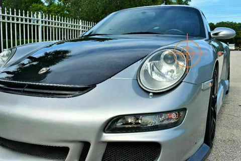 Carbon Fiber Headlight Eyelid Cover Overlay Trim Decal for Porsche 911 Carrera 997 2005-2012