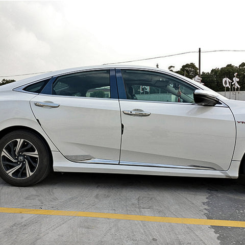 4x Chrome Stainless Steel Car Body Door Side Molding Trim Cover for Honda Civic 4 Door 2016-2018
