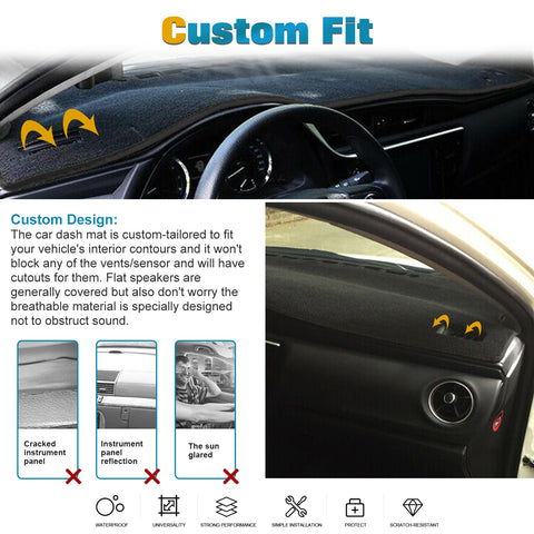Center Console Dashboard Mat Pre-cut Non-Slip Sunshield Sun Glare Protector Dash Carpet Pad Black Cover Compatible with Toyota Corolla 2014-2018