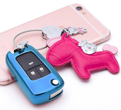 TPU Key Fob Cover Case Remote Holder Protector Jacket for Chevrolet Equinox Camaro Cruze Malibu Sonic Volt Park Impala/Fit Buick Encore Allure Regal, Blue