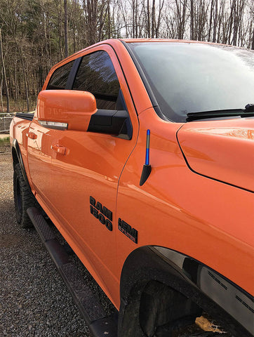 Carbon Fiber Blue Aluminum Antenna Roof Hood Mount Mast 4.7'' inch Screw Type AM/FM Radio Car Antenna JDM Replacement Universal Fit